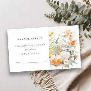 Tarjeta De Recepción Fall Wildflower Calabaza Diaper Raffle Baby Shower