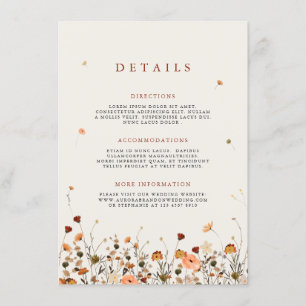Tarjeta De Recepción Fall Wildflower Garden Floral Boho Boda Detalles