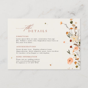 Tarjeta De Recepción Fall Wildflower Garden Floral Boho Boda Detalles