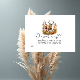 Tarjeta De Recepción Fall Woodland Deer Baby Shower Diaper Raffle