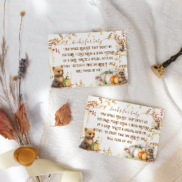 Tarjeta De Recepción Fall Woodland Pumpkin Baby Shower Books