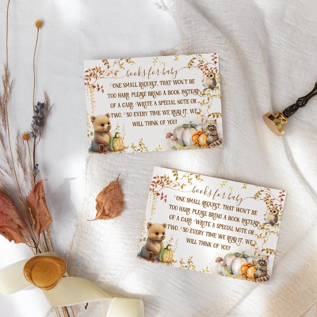 Tarjeta De Recepción Fall Woodland Pumpkin Baby Shower Books (Subido por el creador)