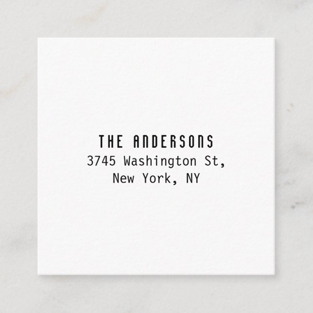 Tarjeta De Recepción Family Name Modern Plain Professional Black White (Anverso)