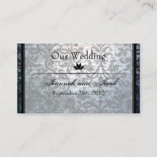 Tarjeta De Recepción Fancy Black Damask Wedding Website Card