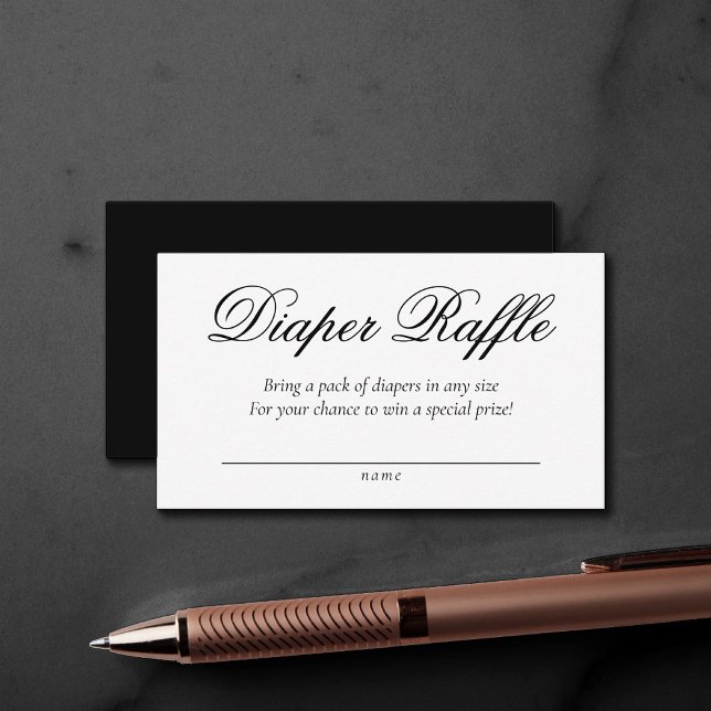 Tarjeta De Recepción Fancy Script Diaper Raffle | Elegante Baby Shower (Subido por el creador)