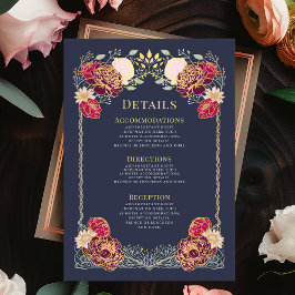 Tarjeta De Recepción Fantasía encantada Floral Jardín Detalles de la bo