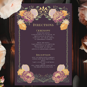 Tarjeta De Recepción Fantasía Encantada Floral Jardín Direcciones de Bo