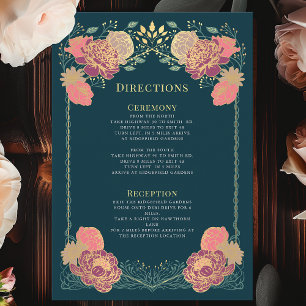Tarjeta De Recepción Fantasía Encantada Floral Jardín Direcciones de Bo