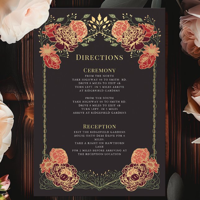 Tarjeta De Recepción Fantasía Encantada Floral Jardín Direcciones de Bo (Subido por el creador)