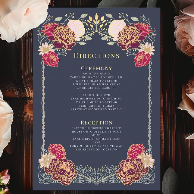 Tarjeta De Recepción Fantasía Encantada Floral Jardín Direcciones de Bo (Subido por el creador)