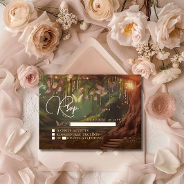 Tarjeta De Recepción Fantasía Woodland Enchanted Forest Sweet 16 RSVP