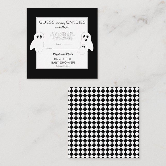 Tarjeta De Recepción Fantasma Baby Shower adivina caramelos en juego de (Anverso / Reverso)