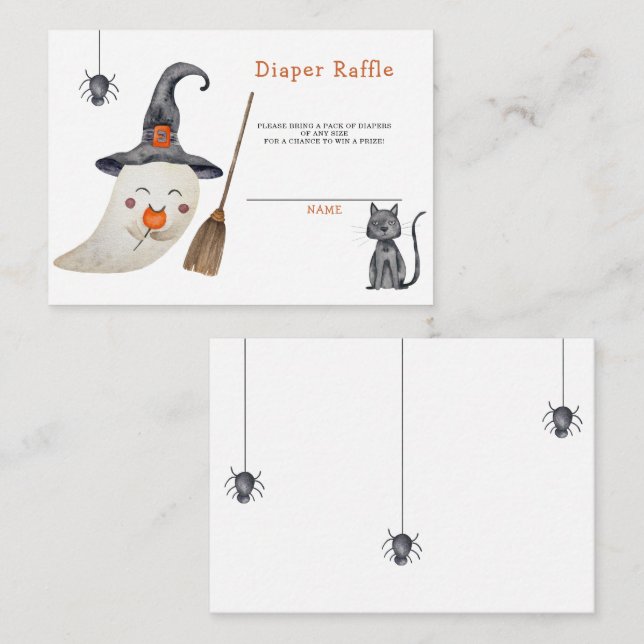 Tarjeta De Recepción Fantasma cúpula - rifa de pañales (Anverso / Reverso)