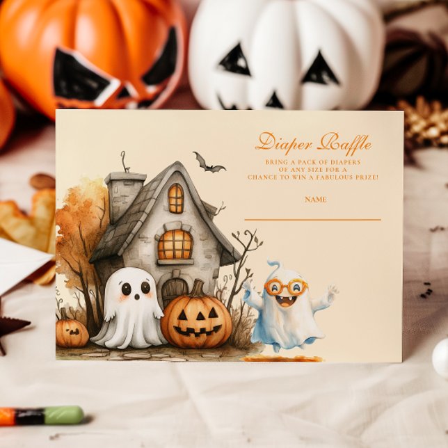 Tarjeta De Recepción Fantasma Neutral Halloween Diapper Raffle (Subido por el creador)