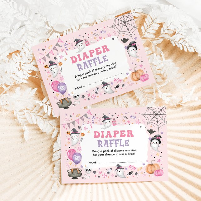 Tarjeta De Recepción Fantasma Rosa Halloween Fantasma Boo Diaper Raffle (Subido por el creador)