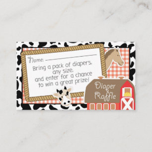 Tarjeta De Recepción Farm Animals Baby Shower Diaper Raffle Ticket