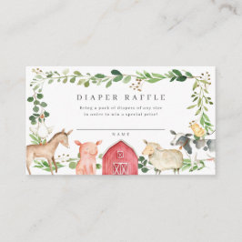Tarjeta De Recepción Farm Animals Baby Shower Diaper Raffle Ticket