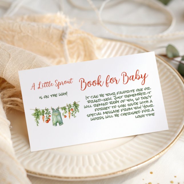Tarjeta De Recepción Farm Little Sprout Clothesline Book Baby Shower (Subido por el creador)