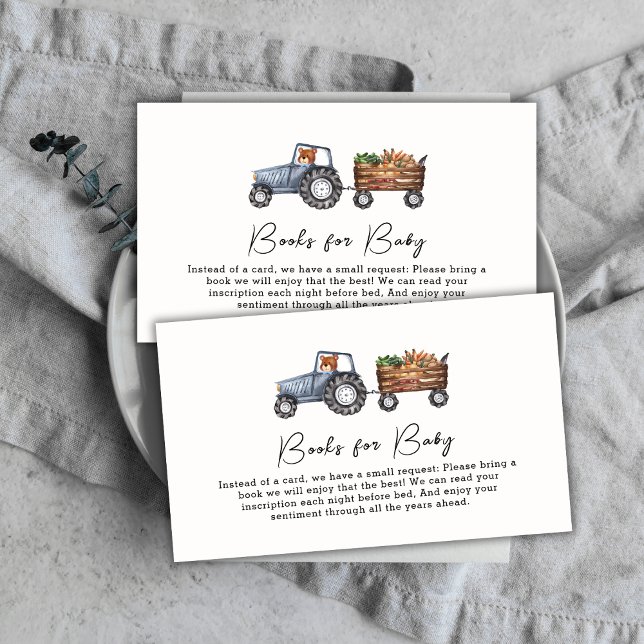 Tarjeta De Recepción Farm Tractor Teddy Bear Books Para Baby Shower (Farm Tractor Teddy Bear Books For Baby Shower Enclosure Card)