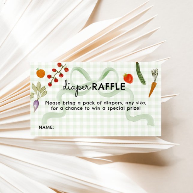 Tarjeta De Recepción Farmer's Market Gingham Diaper Raffle Game (Farmer's Market Baby Shower Diaper Raffle Enclosure Card)