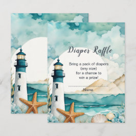 Tarjeta De Recepción Faro Náutico Baby Shower Diaper Raffle