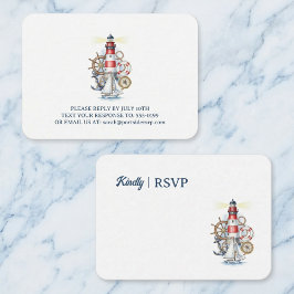 Tarjeta De Recepción Faro Oceánico Náutico RSVP