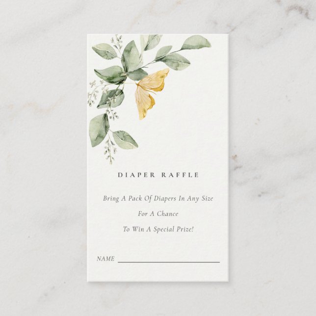 Tarjeta De Recepción Fauna Jardín Mariposa Diaper Raffle Baby Shower (Anverso)