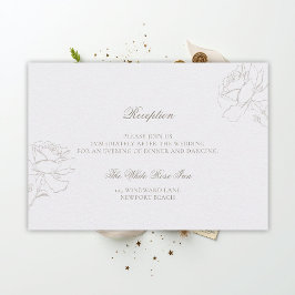 Tarjeta De Recepción Faux Embossed Rose Pearl Classic Reception Wedding