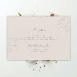 Tarjeta De Recepción Faux Embossed Roses Ecru Classic Reception Wedding