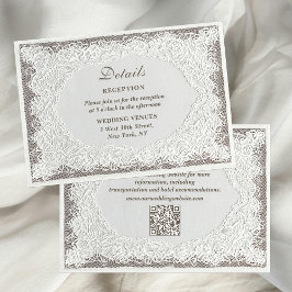 Tarjeta De Recepción Faux Embroidery Timeless Lace Wedding Details