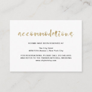 Tarjeta De Recepción Faux Gold elegante básico Alojamiento