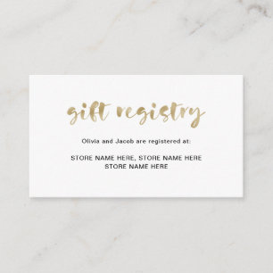 Tarjeta De Recepción Faux Gold elegante básico Registro de regalos