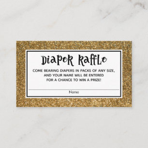 Tarjeta De Recepción Faux Gold Purpurina Baby Shower Diaper Raffle Card