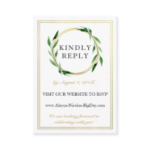 Faux Golden Wreath Wedding RSVP Card