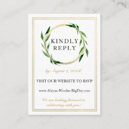 Tarjeta De Recepción Faux Golden Wreath Wedding RSVP Card