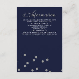 Tarjeta De Recepción FAUX Purpurina confetti navy boda de plata