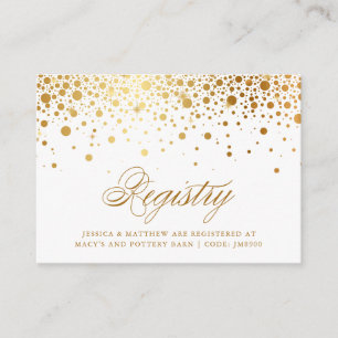 Tarjeta De Recepción Faux Relieve metalizado dorado Confetti Dots Boda