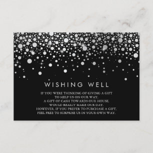 Tarjeta De Recepción Faux Relieve metalizado plateado Confetti Black Wi