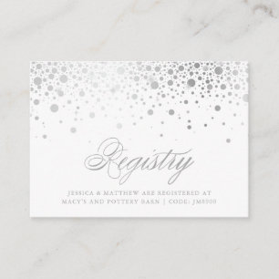 Tarjeta De Recepción Faux Relieve metalizado plateado Confetti Dots Reg
