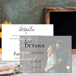 Tarjeta De Recepción Faux Vellum Efecto Foto Boda moderno Detalles