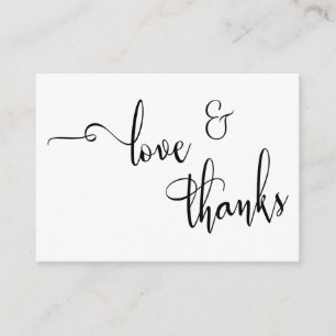 Tarjeta De Recepción Favor de Boda Elegante Tipografía Amor y Gracias