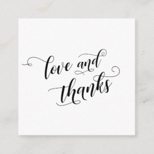 Tarjeta De Recepción Favor de Boda Tipografía Elegante Amor y Agradecim