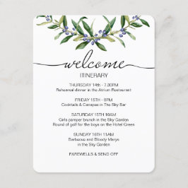 Tarjeta De Recepción Favor De La Bienvenida Itineraria De Olive Sprig B