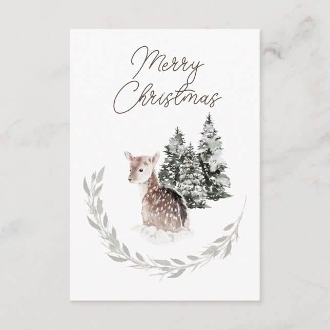 Tarjeta De Recepción Fawn en Navidades de empresas de invierno (Anverso)