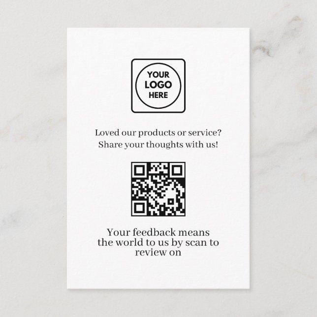 Tarjeta De Recepción Feedback QR | Customer Business Review Link (Anverso)