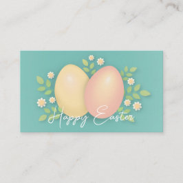 Tarjeta De Recepción Felices huevos de Pascua y flores azul suave