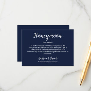 Tarjeta De Recepción Felicidad por el fondo de luna de miel azul de la