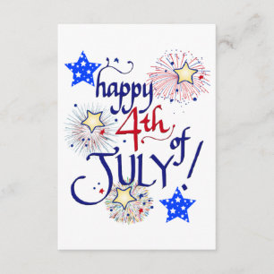Tarjeta De Recepción ¡Feliz 4 de julio! con fuegos artificiales y estre