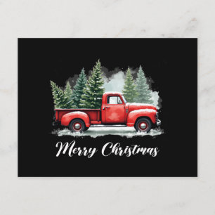 Tarjeta De Recepción Feliz camión rojo árbol de Navidad