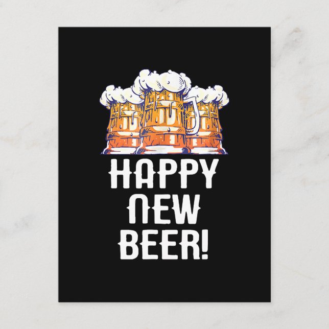 Tarjeta De Recepción ¡FELIZ CERVEZA NUEVA! Bebida Fiesta de Año Nuevo (Anverso)